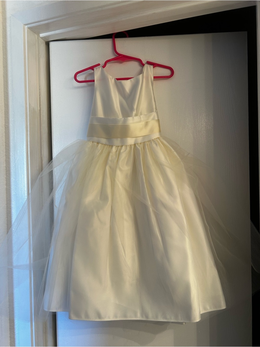 Ivory Satin Tulle Flower Girl Dress - Classic A-Line